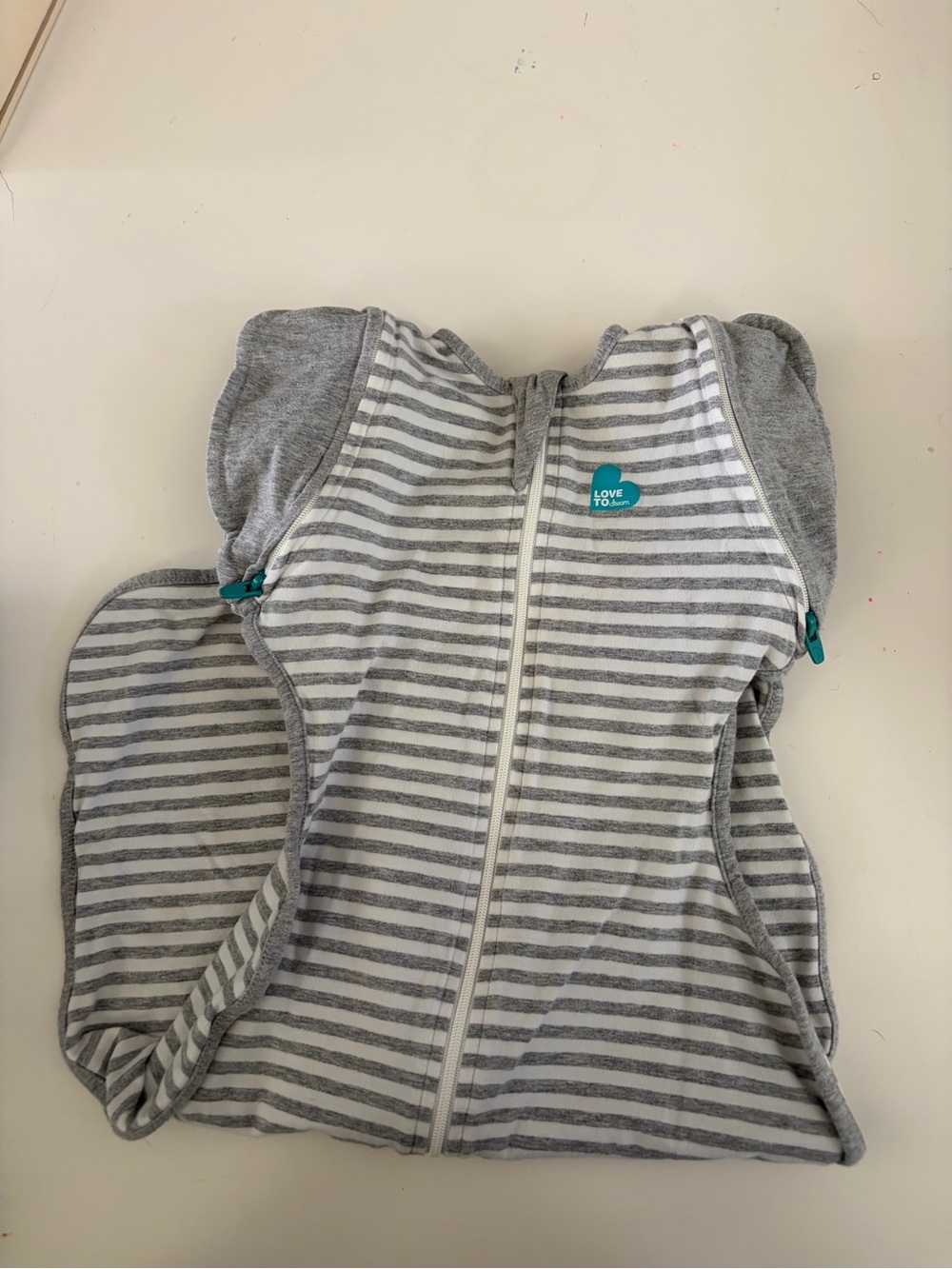 Love to Dream Gray and White Striped Sleep Sack